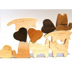 Les Chats et coeurs - Jeu d'équilibre en bois