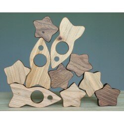 Fusées et étoiles - Jeu d'équilibre en bois