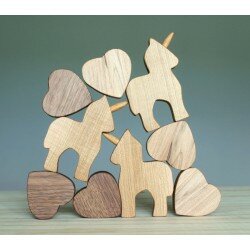 Licornes et coeurs - Jeu d'équilibre en bois
