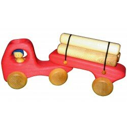 Camion-remorque rouge avec billots de bois Camion-remorque rouge avec billots de bois