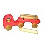 Camion-remorque rouge avec billots de bois Camion-remorque rouge avec billots de bois