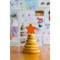 Rondelle empilable en bois naturel - Étoile orange