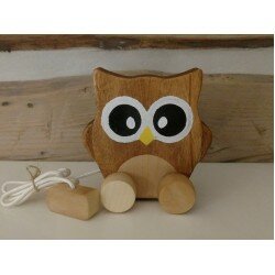 Hibou à tirer en bois