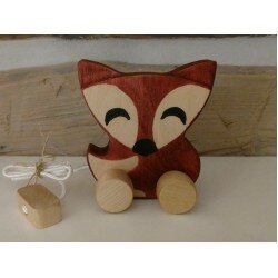Renard à tirer en bois