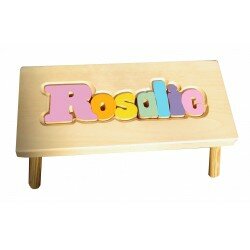 Petit banc personnalisé en bois "Pastel"