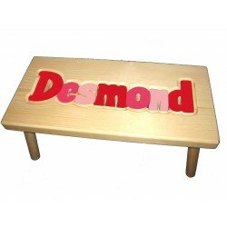 Petit banc personnalisé en bois "Rose & Rouge"