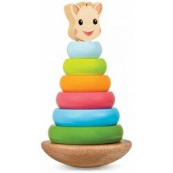 Anneaux empilables berçant en bois "Sophie la girafe"