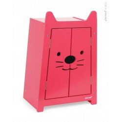 Garde-robe rose en bois pour poupée