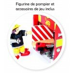 Camion de pompier rouge en bois