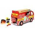 Camion de pompier rouge en bois