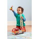 Camion de pompier rouge en bois