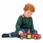 Tracteur rouge et sa remorque