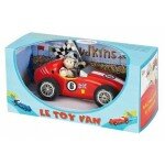 Voiture et pilote de course en bois