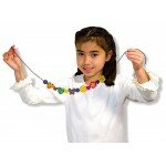 Billes et perles en bois avec corde pour bracelets - Bouquet de fleurs