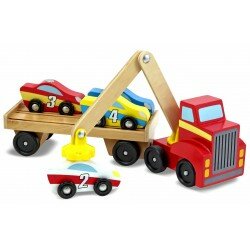 Camion remorqueur magnétique de voitures en bois