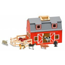 Grange rouge les animaux de la ferme - Étable pliante et portative