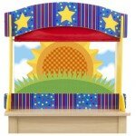 Théâtre de marionnettes de table en bois