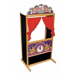 Théâtre de marionnettes en bois avec rideaux