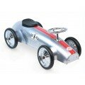 Porteur voiture de course argent vintage